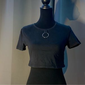 SHEIN Black crop top t-shirt without wrap-around change